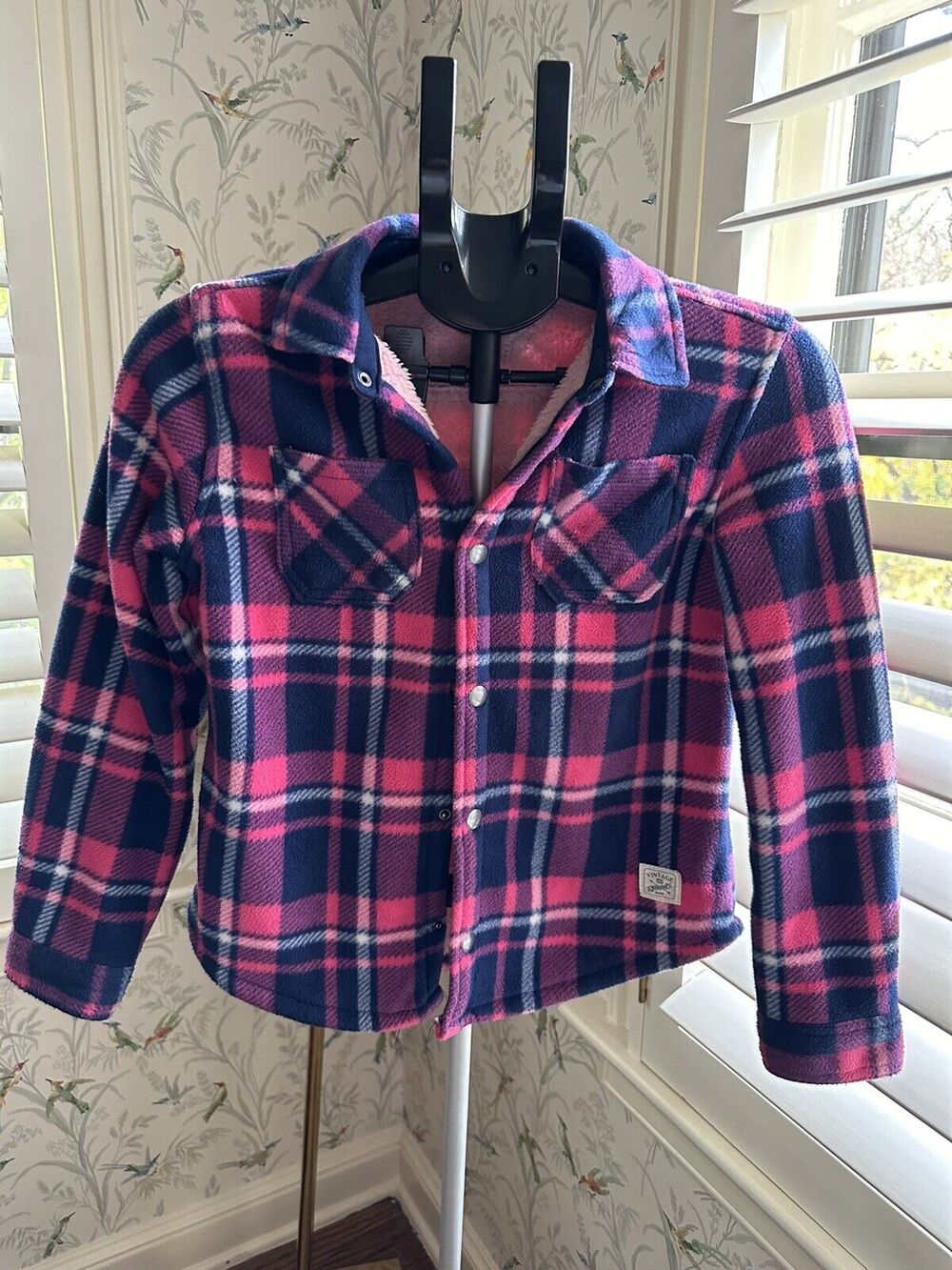 Original Weatherproof Vintage Girl Pink Blue Plaid Jacket Size Medium 10/12